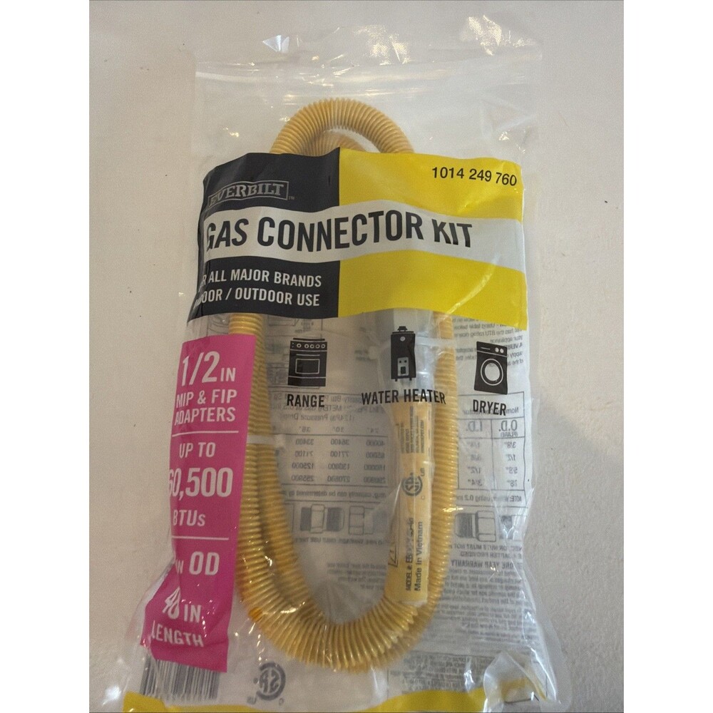 Everbilt 1/2 in. FIP x 1/2 in. MIP x 48 in. Gas Connector 1/2 in. OD  60 500 BTU